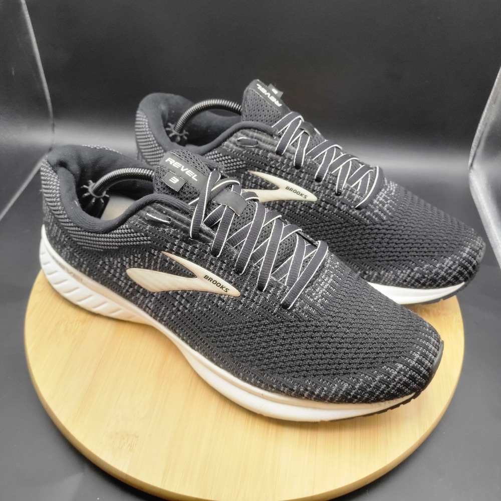 Brooks Revel 3 Mens Running Shoes Black White Gold 1103141D012 Size 12